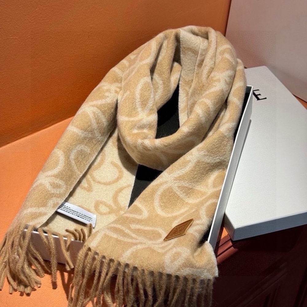 Loewe Tan and Cream Elegant Scarf